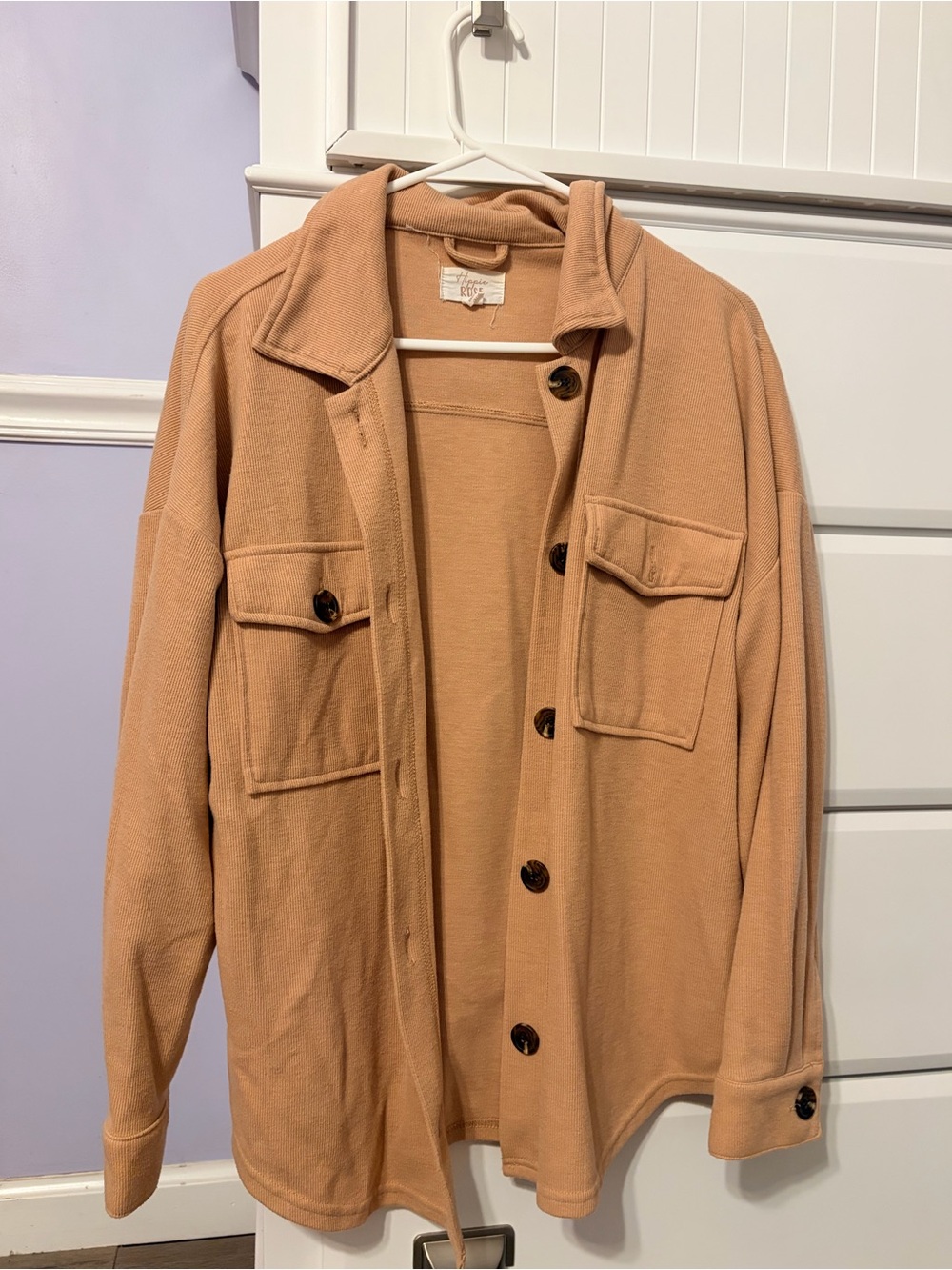 Hippie Rose Tan Button-Front Shacket